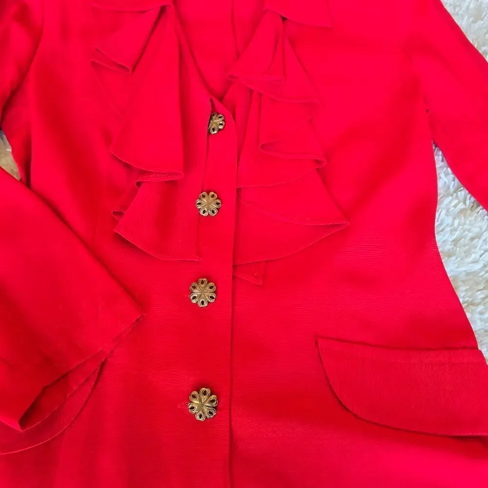 FRANCINE BROWER Women's Brazer Skirt Set Red‎ size 6 Vintage